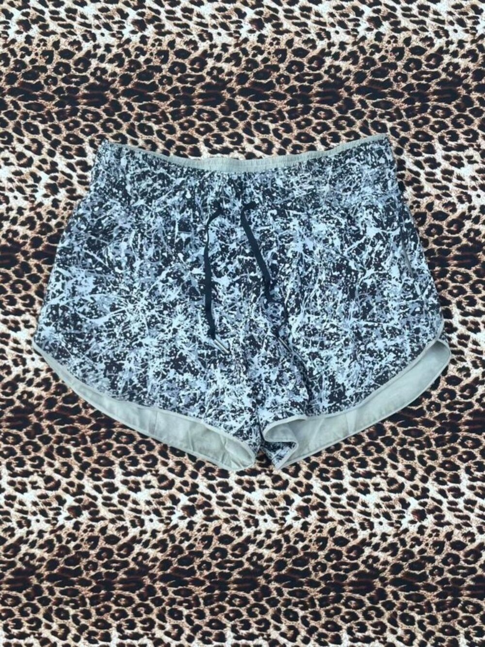 lululemon paint splattered running shorts